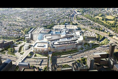 Aerial view of how Brent Cross Shopping Centre will look